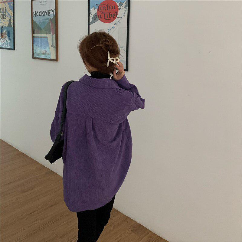Quick Outfits, Modest Fashion Outfits Ideas Indie Purple Corduroy Casual Shirt Quick Outfits, Modest Fashion Outfits Ideas Indie Purple Corduroy Casual Shirt