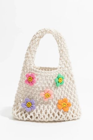 Quick Outfits, Modest Fashion Outfits Ideas Indie Smiley Flowers Crochet Bag