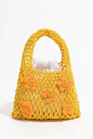 Quick Outfits, Modest Fashion Outfits Ideas Indie Smiley Flowers Crochet Bag