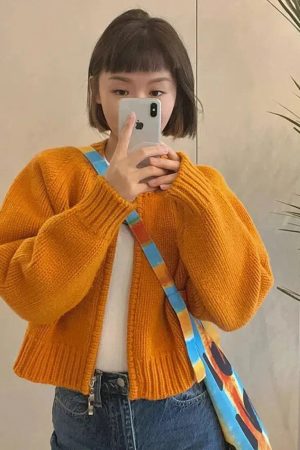 Quick Outfits, Modest Fashion Outfits Ideas Indie Zip Up Knitted Cardigan