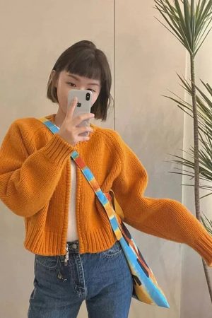 Quick Outfits, Modest Fashion Outfits Ideas Indie Zip Up Knitted Cardigan