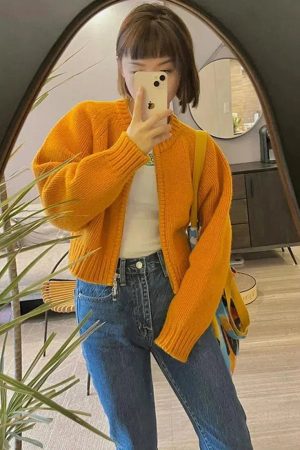 Quick Outfits, Modest Fashion Outfits Ideas Indie Zip Up Knitted Cardigan