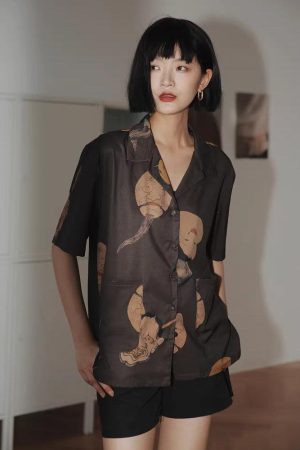 Quick Outfits, Modest Fashion Outfits Ideas Japanese Art Short Sleeve Shirt