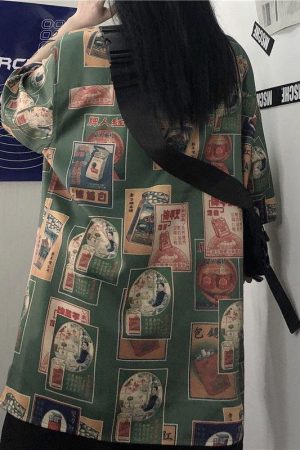 Quick Outfits, Modest Fashion Outfits Ideas Japanese Figure Print Shirt