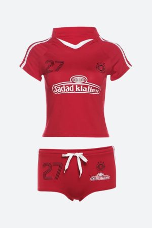 Quick Outfits, Modest Fashion Outfits Ideas Jersey Top & Shorts Two Piece Set