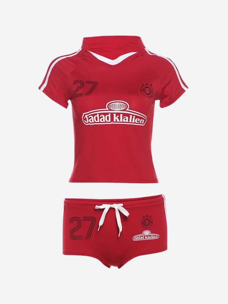 Quick Outfits, Modest Fashion Outfits Ideas Jersey Top & Shorts Two Piece Set Quick Outfits, Modest Fashion Outfits Ideas Jersey Top & Shorts Two Piece Set