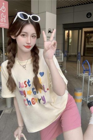 Quick Outfits, Modest Fashion Outfits Ideas Just Be My Girl Cherry Tee