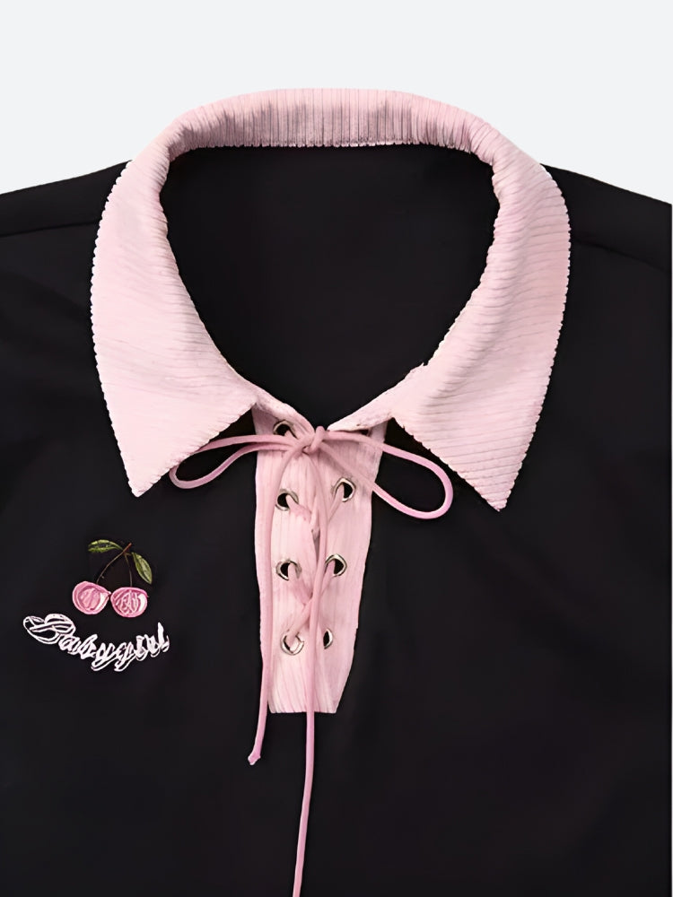 Quick Outfits, Modest Fashion Outfits Ideas Kawaii Cherry Cut Out Mini Polo Dress Quick Outfits, Modest Fashion Outfits Ideas Kawaii Cherry Cut Out Mini Polo Dress