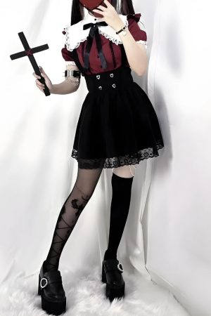 Quick Outfits, Modest Fashion Outfits Ideas Kawaii Goth Collar Shirt