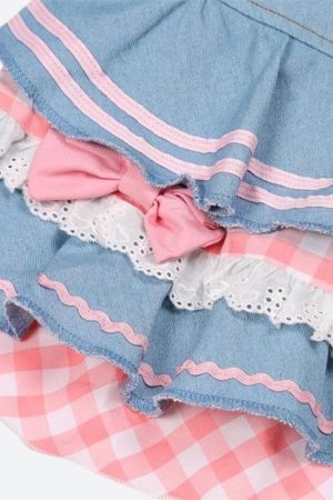 Quick Outfits, Modest Fashion Outfits Ideas Kawaii Layered Denim Mini Skirt
