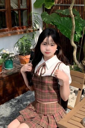 Quick Outfits, Modest Fashion Outfits Ideas Kawaii Plaid Two Piece Set