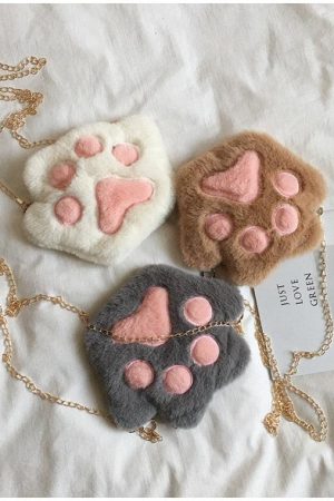 Quick Outfits, Modest Fashion Outfits Ideas Kawaii Plush Paw Crossbody Bag