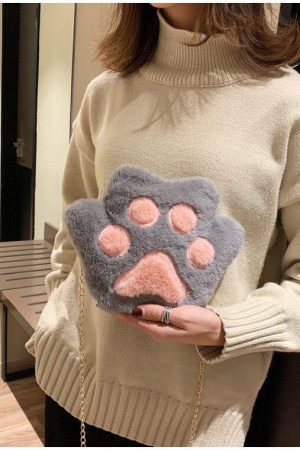 Quick Outfits, Modest Fashion Outfits Ideas Kawaii Plush Paw Crossbody Bag