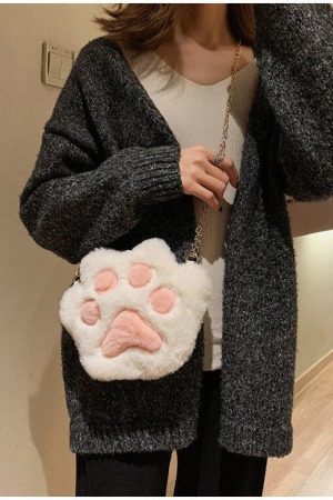 Quick Outfits, Modest Fashion Outfits Ideas Kawaii Plush Paw Crossbody Bag