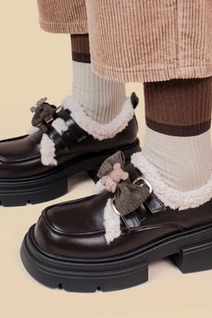 Quick Outfits, Modest Fashion Outfits Ideas Kawaii Teddy Bear Platform Oxford Shoes