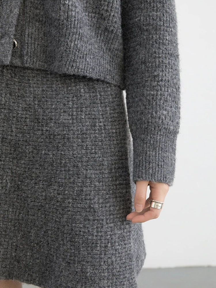 Quick Outfits, Modest Fashion Outfits Ideas Knitted Button-Up Cardigan & Mini Skirt Two Piece Set Quick Outfits, Modest Fashion Outfits Ideas Knitted Button-Up Cardigan & Mini Skirt Two Piece Set