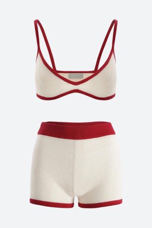 Quick Outfits, Modest Fashion Outfits Ideas Knitted Crop Top & Shorts Two Piece Set