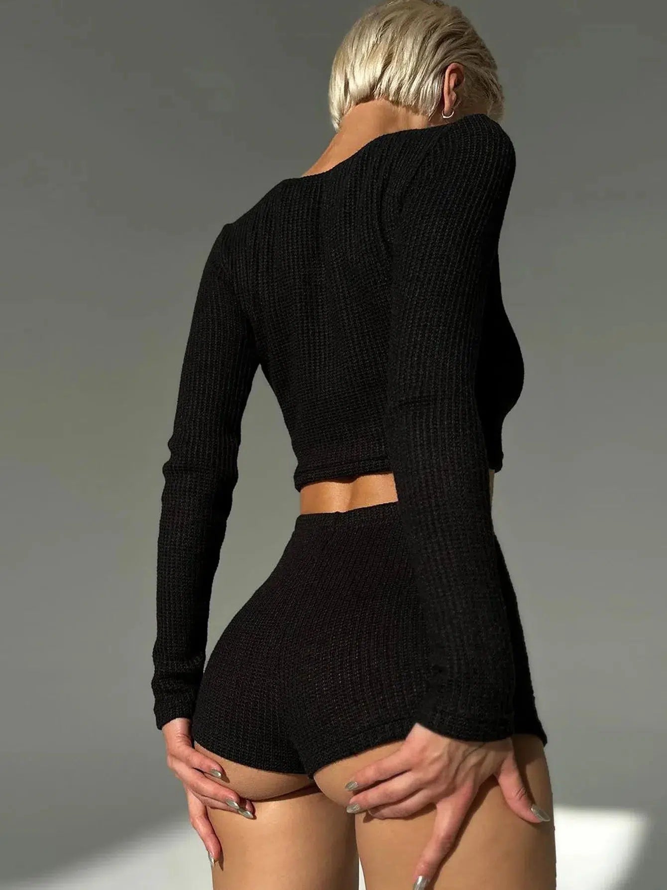 Quick Outfits, Modest Fashion Outfits Ideas Knitted Crop Top & Shorts Two Piece Set Quick Outfits, Modest Fashion Outfits Ideas Knitted Crop Top & Shorts Two Piece Set