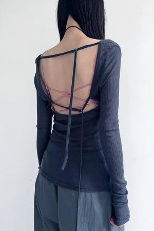 Quick Outfits, Modest Fashion Outfits Ideas Knitted Mesh Backless Top