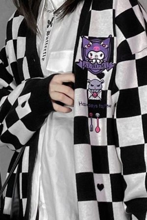 Quick Outfits, Modest Fashion Outfits Ideas Kuromi Buttoned Black Cardigan