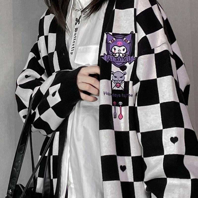 Quick Outfits, Modest Fashion Outfits Ideas Kuromi Buttoned Black Cardigan Quick Outfits, Modest Fashion Outfits Ideas Kuromi Buttoned Black Cardigan