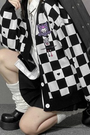 Quick Outfits, Modest Fashion Outfits Ideas Kuromi Buttoned Black Cardigan