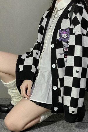 Quick Outfits, Modest Fashion Outfits Ideas Kuromi Buttoned Black Cardigan