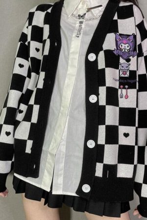 Quick Outfits, Modest Fashion Outfits Ideas Kuromi Buttoned Black Cardigan