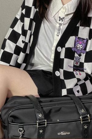 Quick Outfits, Modest Fashion Outfits Ideas Kuromi Buttoned Black Cardigan