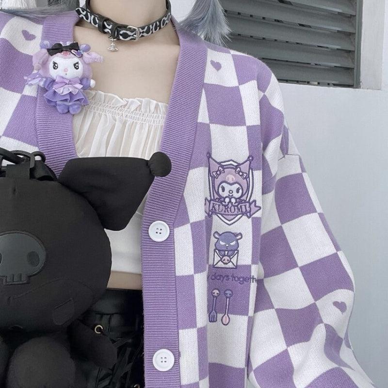 Quick Outfits, Modest Fashion Outfits Ideas Kuromi Buttoned Purple Cardigan Quick Outfits, Modest Fashion Outfits Ideas Kuromi Buttoned Purple Cardigan