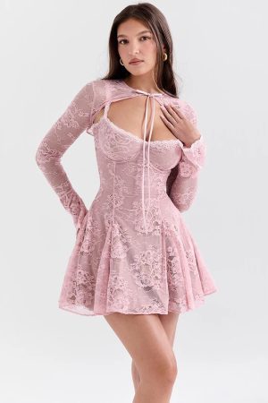 Quick Outfits, Modest Fashion Outfits Ideas Lace Bolero Mini Dress
