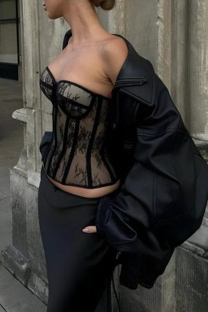 Quick Outfits, Modest Fashion Outfits Ideas Lace Corset Top