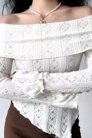 Quick Outfits, Modest Fashion Outfits Ideas Lace Off Shoulder Top