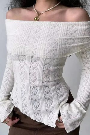 Quick Outfits, Modest Fashion Outfits Ideas Lace Off Shoulder Top