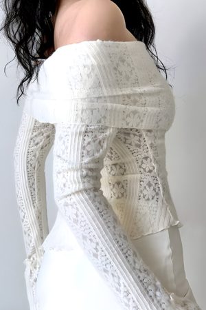 Quick Outfits, Modest Fashion Outfits Ideas Lace Off Shoulder Top