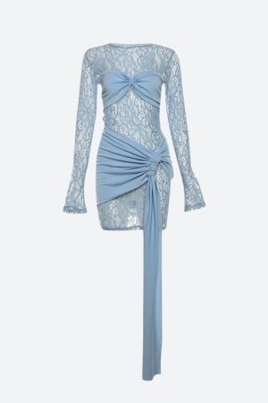 Quick Outfits, Modest Fashion Outfits Ideas Lace Ruched Mini Dress