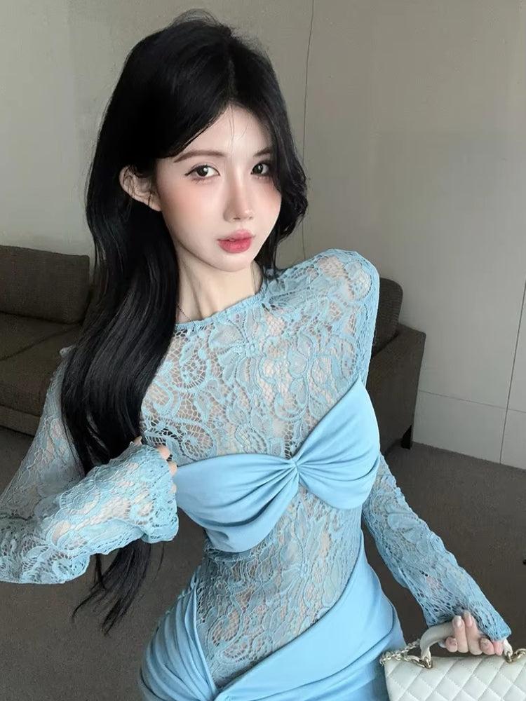 Quick Outfits, Modest Fashion Outfits Ideas Lace Ruched Mini Dress Quick Outfits, Modest Fashion Outfits Ideas Lace Ruched Mini Dress