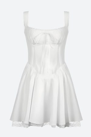 Quick Outfits, Modest Fashion Outfits Ideas Lace Ruffled Corset Mini Dress