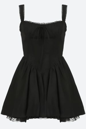 Quick Outfits, Modest Fashion Outfits Ideas Lace Ruffled Corset Mini Dress