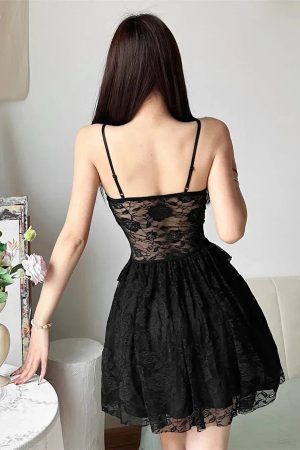 Quick Outfits, Modest Fashion Outfits Ideas Lace Sheer Mini Dress