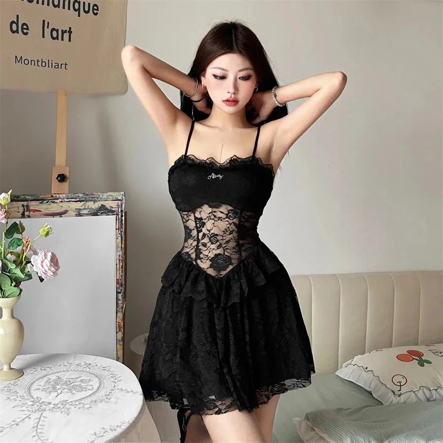 Quick Outfits, Modest Fashion Outfits Ideas Lace Sheer Mini Dress Quick Outfits, Modest Fashion Outfits Ideas Lace Sheer Mini Dress