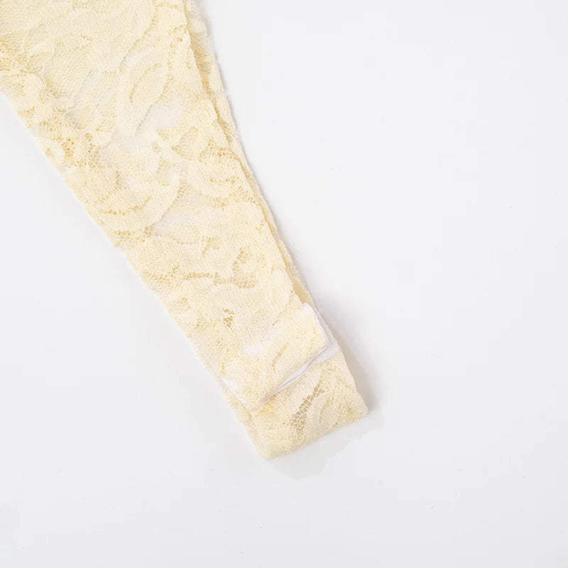 Quick Outfits, Modest Fashion Outfits Ideas Lace Top & Bodysuit Two Piece Set Quick Outfits, Modest Fashion Outfits Ideas Lace Top & Bodysuit Two Piece Set