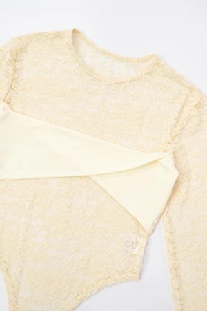 Quick Outfits, Modest Fashion Outfits Ideas Lace Top & Bodysuit Two Piece Set