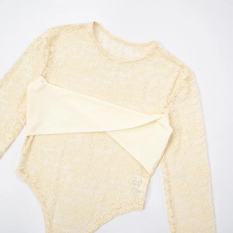 Quick Outfits, Modest Fashion Outfits Ideas Lace Top & Bodysuit Two Piece Set Quick Outfits, Modest Fashion Outfits Ideas Lace Top & Bodysuit Two Piece Set