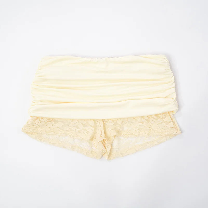 Quick Outfits, Modest Fashion Outfits Ideas Lace Top & Bodysuit Two Piece Set Quick Outfits, Modest Fashion Outfits Ideas Lace Top & Bodysuit Two Piece Set