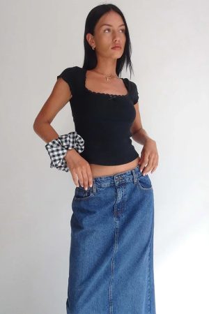 Quick Outfits, Modest Fashion Outfits Ideas Lace Trim Baby Tee