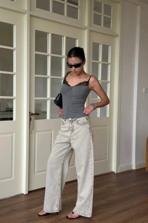 Quick Outfits, Modest Fashion Outfits Ideas Lace Trim Bustier Top