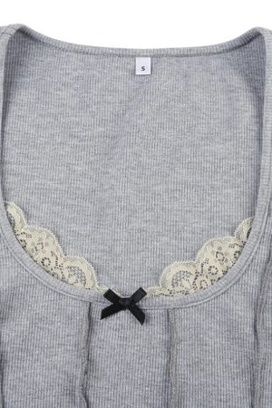 Quick Outfits, Modest Fashion Outfits Ideas Lace Trim Ribbed Crop Top