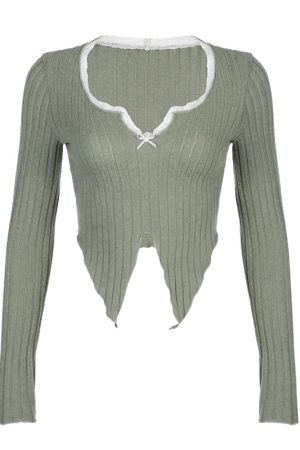 Quick Outfits, Modest Fashion Outfits Ideas Lace Trim Slit Plush Top