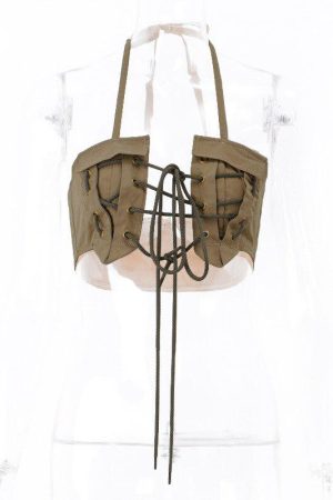 Quick Outfits, Modest Fashion Outfits Ideas Lace Up Halter Top